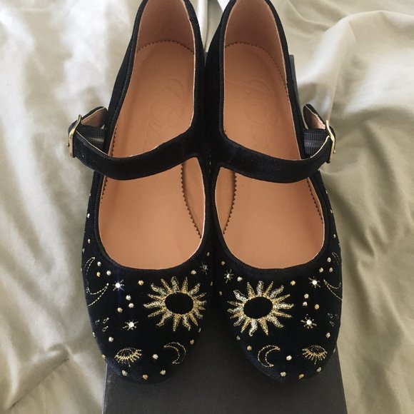 Celestial-Embroidered Velvet Mary Jane Pumps - Picture 4 of 4